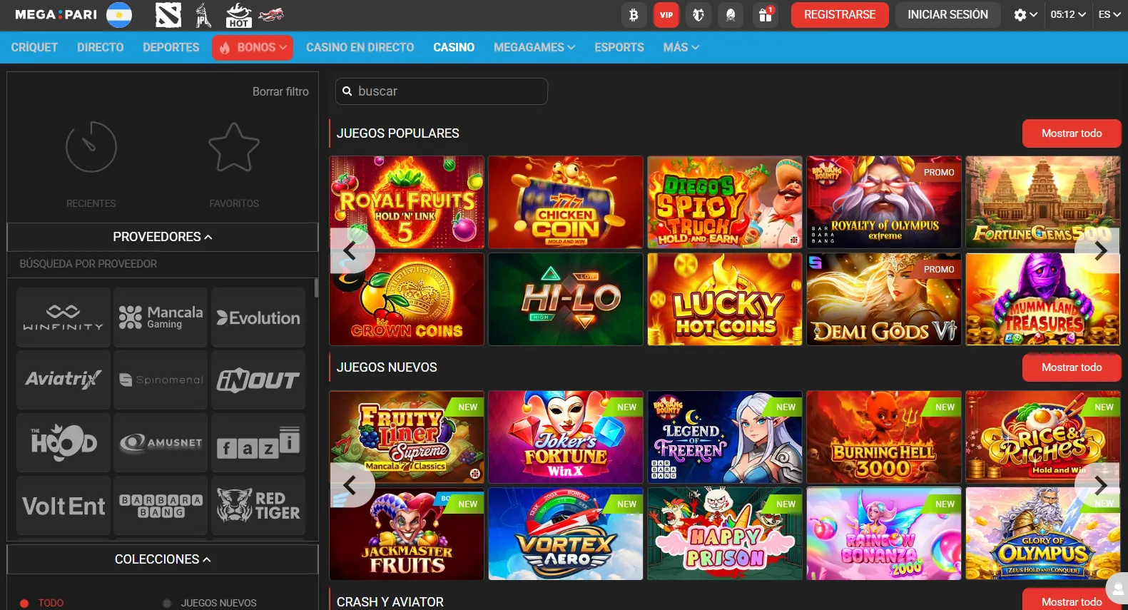 Juegos en los mejores casinos online